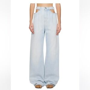 Maison Margiela Jeans Cut Out Light Blue Women's Wide-Leg Jeans Designer size 2